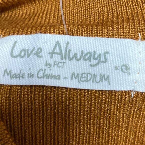 Love Always Brown Rib Knit Cutout Keyhole Long Sleeve Mini Sweater Dress Size M - Picture 4 of 5